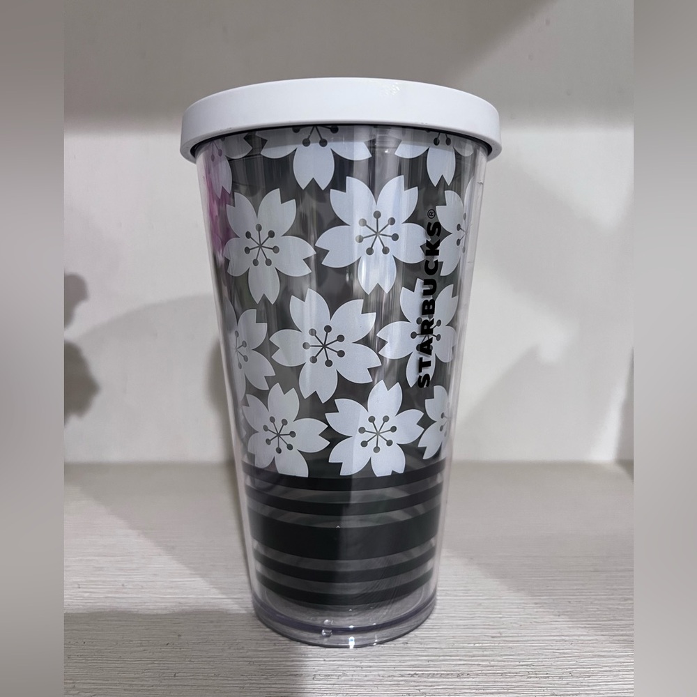 Starbucks Clear Floral Tumbler with White Lid